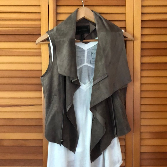 BCBGMaxAzria Jackets & Blazers - BCBG Fabian Faux Suede Vest, Grey Dusk, size xs